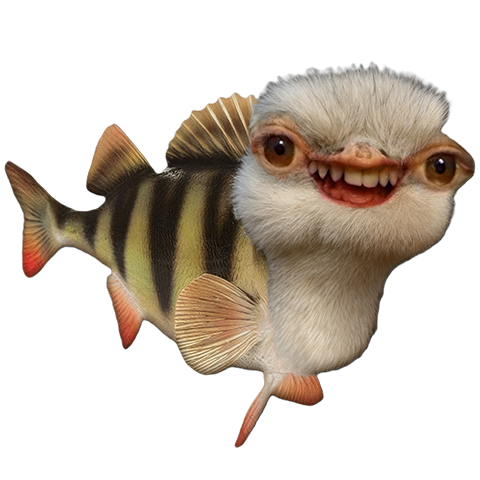 Struisvogelbaars die de wereld verkent